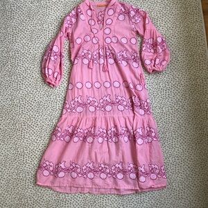 Oliphant Pink Floral Embroidered Dress